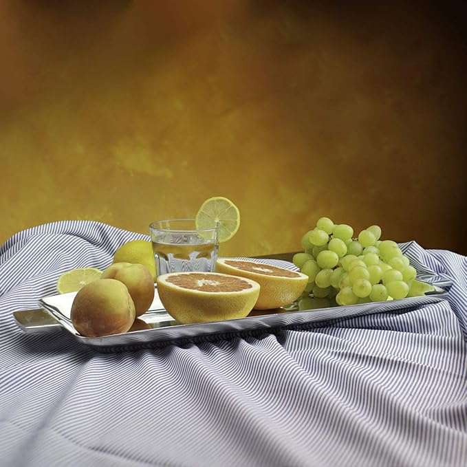 Personalized Infinity Rectangular Serving Tray- Handcrafted, Rectangular Silver Tray, Tray for Whiskey Decanter, Candle Sticks, Vanity Set, Perfume Tray, and Serving Appetizer Serving Plates