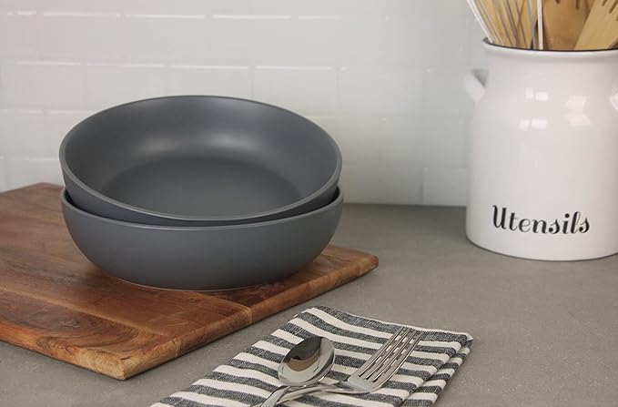 10 Strawberry Street Wazee Matte 9"/48oz Serving Bowl, Set of 2, Charcoal