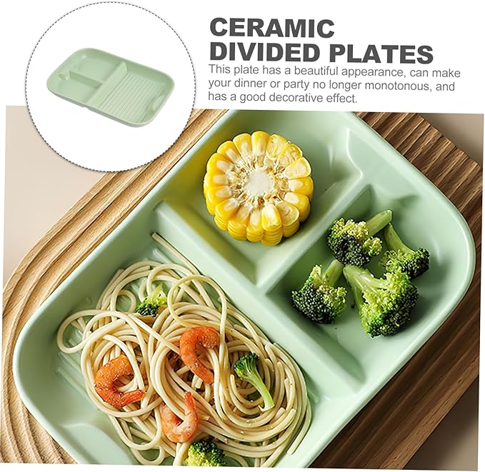 Amosfun Ceramic Divided Plate Compartment Food Container Elegant Breakfast Holder for Appetizers Multi Functional Dish for Outdoor Picnics and Easy to Clean Nordic