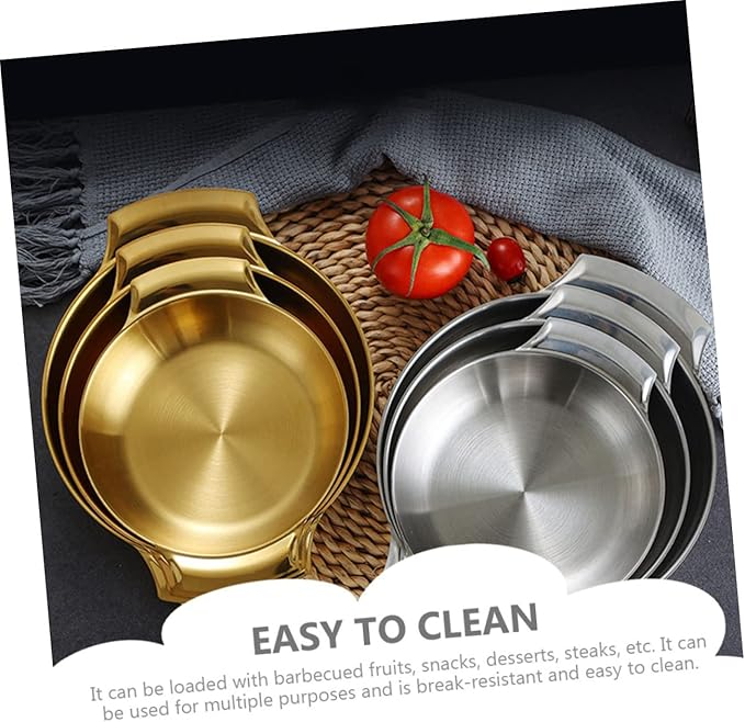 BESTOYARD Stainless Steel Snack Serving Tray Deep Round Plate for Home Elegant Food Storage Container for Parties Birthdays Family Gatherings Easy to Clean Silver Finish