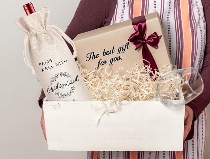 LANBAIHE Pairs well with Bridesmaid Duties, Bridesmaid Proposal Wine Bag, Bridal Party Gifts Wine Bag, Bridal Shower, Engagement, Wedding