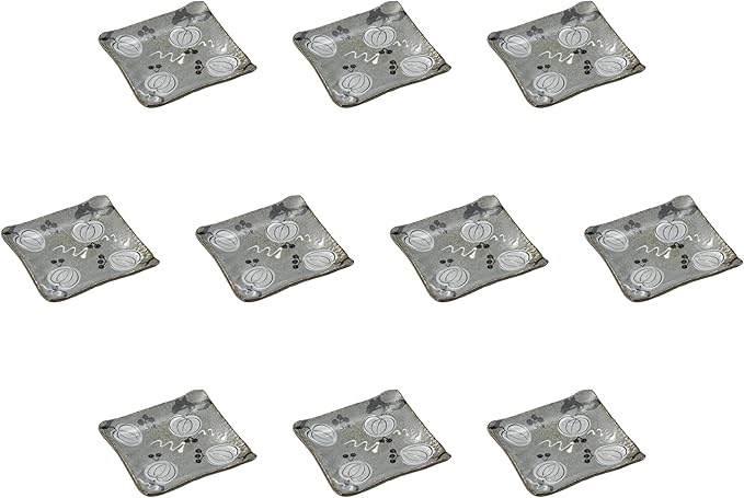 Set of 10, Yamakikai Square Appetizer Plate, 7.1 x 7.1 x 1.0 inches (18 x 18 x 2.5 cm), Square Plate, Medium, Setomonohonpo