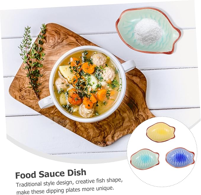 3pcs Sauce Plates Ceramic Sauce Dishes Tableware for Home Restaurant Random Style