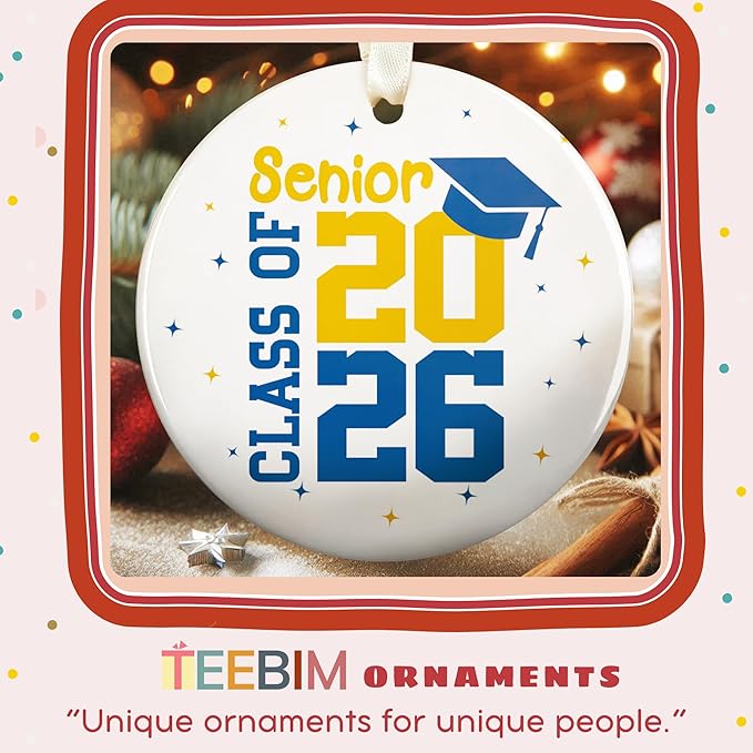 Graduation Ornaments 2026 - Graduation Christmas Ornament - Class of 2026, High School, Senior Gifts for for Women, Daughter - Graduate Ornaments for Christmas Tree - Ceramic Ornament