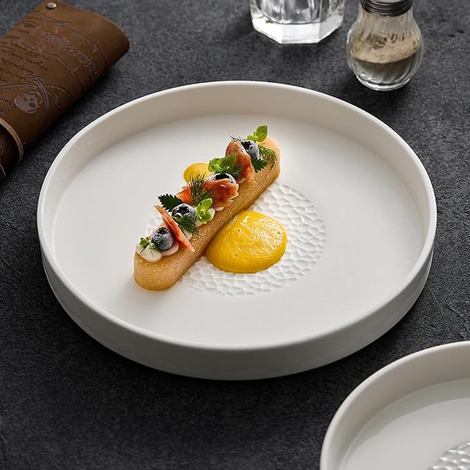 White Ceramic Appetizer Plates, Tableware for Salads, Steaks and Baking, Home Plates, Daily Feasts, Multiple Sizes, Microwave and Dishwasher Safe(Size:18 * 18 * 3CM,Color:White)