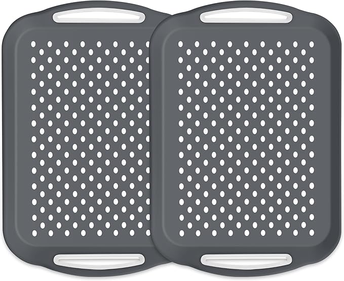 Serving Trays, 2 Pack of Grey Serving Trays, Non Slip-Food Trays with Handles, Trays for Serving Food, Party, Drink, Dining, Cake