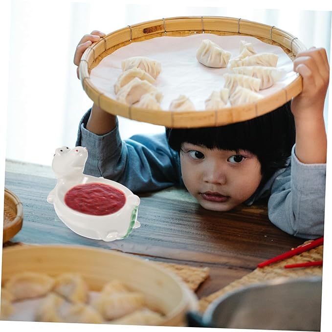 Appetizer Dish Decorative Ceramic Seasoning Plate Multi Use Dipping Tray for Sauces Soy Sauce and Condiments for Restaurants Parties and Family Dinners