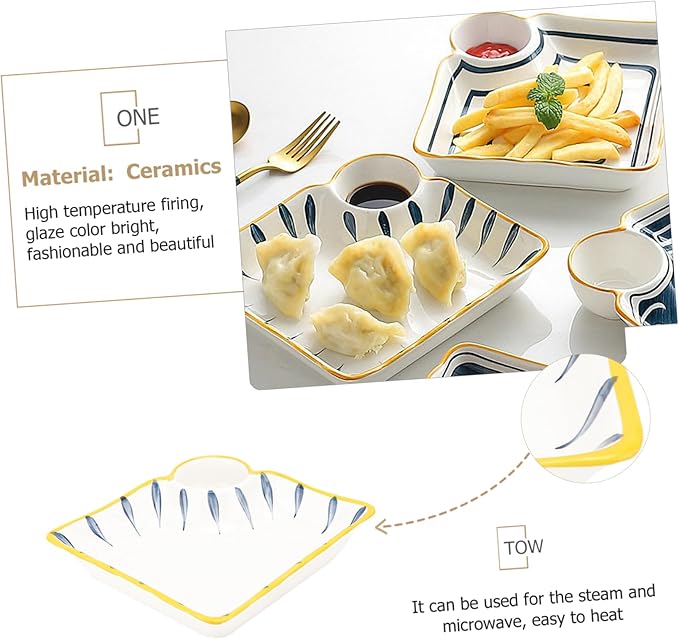 PRETYZOOM Ceramic Plate Dipping Saucer Food Service Dish Hot Pot Serving Plate for Party