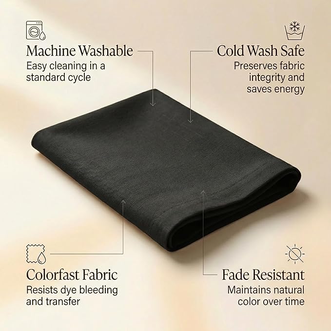 ACCENTHOME Accent Home 100% Cotton Napkins, Delicate Cloth Napkins for Dinners, Parties and Weddings，18 x 18 Inch Set of 12 - Black