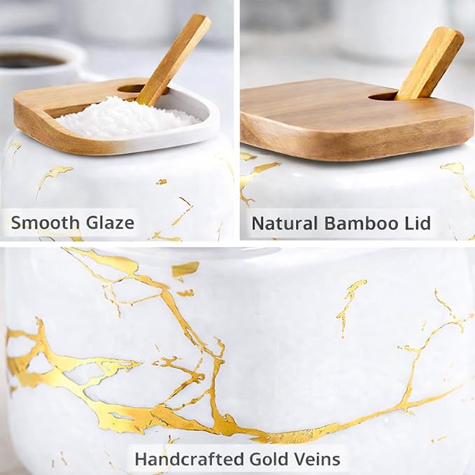 3 Pcs Sugar Bowls Ceramic Coffee Jar Set Ceramic Seasoning Jar with Lid Spoon and Tray/Food Storage Canister