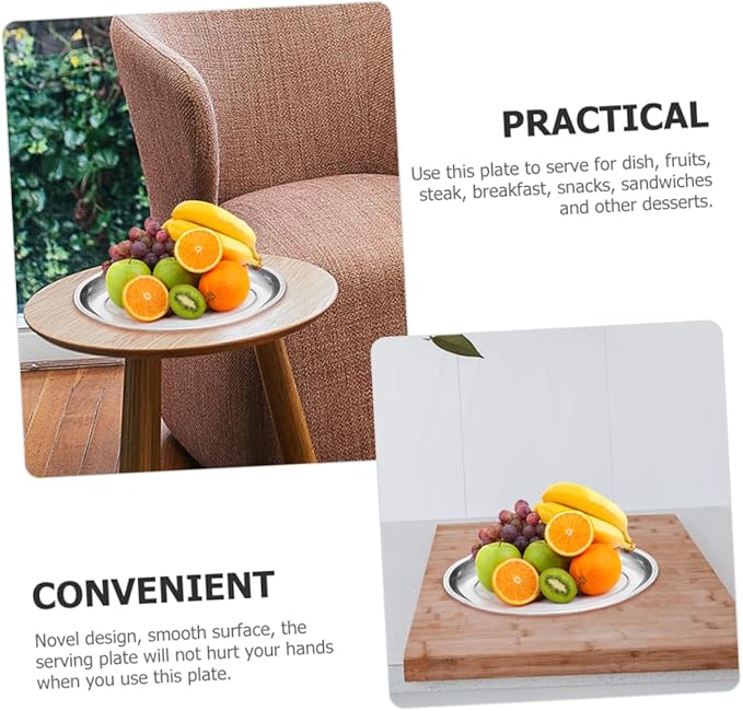Stainless Steel Oval Serving Plate Food Tray for Steaming Fish Entrees Elegant Design for Home Restaurant and Parties for Fruits Desserts