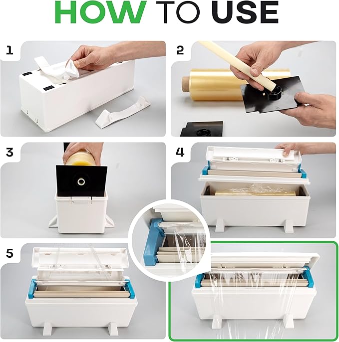 IDL Packaging WP-180D 18" WrapMaster Dispenser for Food Film Rolls, White – Professional Dispenser with Cutter for Home or Commercial Kitchen – Hidden Blade, Smooth and Safe Cutting