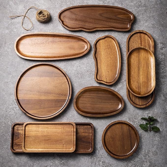 Rectangular Wooden Tray For Serving For Tea Coffee And Desserts With Minimalist Japanese Style And Easy To Clean Wood For Various Settings(TP06（Large）)
