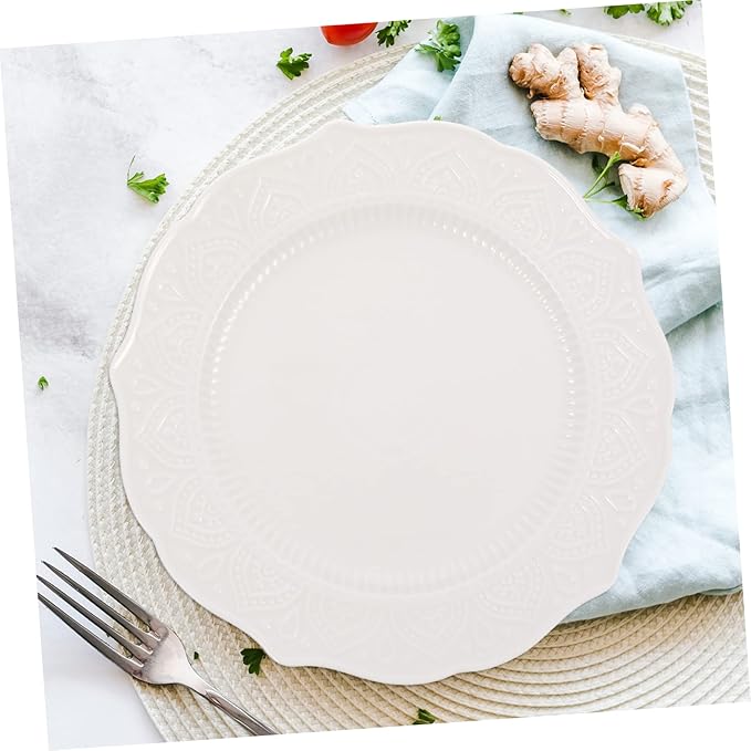 PRETYZOOM Vintage French Style Ceramic Food Serving Plate Elegant Porcelain Dish for Western Cuisine for Snacks Appetizers and Artistic Photography