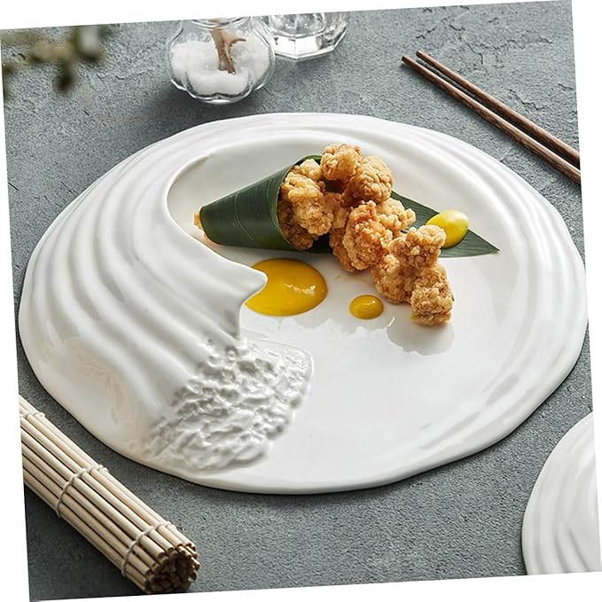 Healifty Ceramic Food Serving Plate Creative Western Snack Dish Unique Porcelain for Restaurants and Home Use Easy to Clean for Appetizers