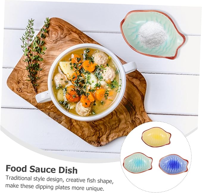 Garneck 3pcs Ceramic Sauce Dishes for Condiments Platters for Appetizers Seasoning Plates for Dipping Mustard Sauce Random Style