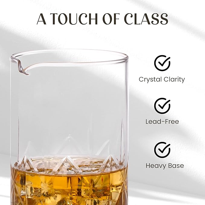 Mixology & Craft Cocktail Set - 8-Piece Bartender Kit with Mixing Glass Set, Japanese Jigger, Spoon, Muddler, and Strainer - Perfect for Old Fashioned Cocktails and Home Bars