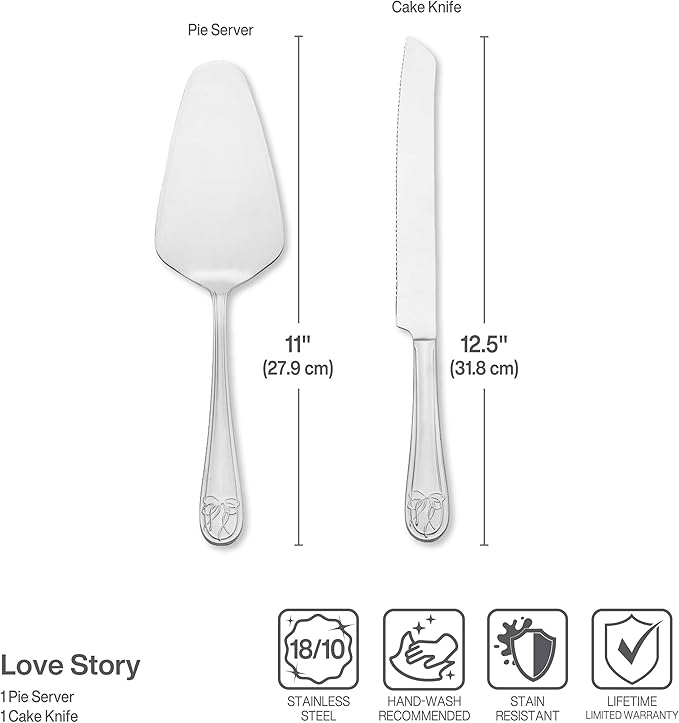 Mikasa Love Story 18.10 Stainless Steel Pie Cake Serving Set, 2 Piece