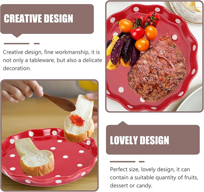 Cabilock of Use Dot Serving Plate Ceramic Fruit Plate Decorative Salad Holder Random Color