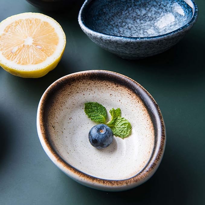 HEXEH Salad Plate Japanese Style Seasoning Dish Household Ceramic Dip Bowls Set of 5 Good for Tomato Sauce, Soy, Appetizer and Other Party Dinner Plastic Plate (Color : B)