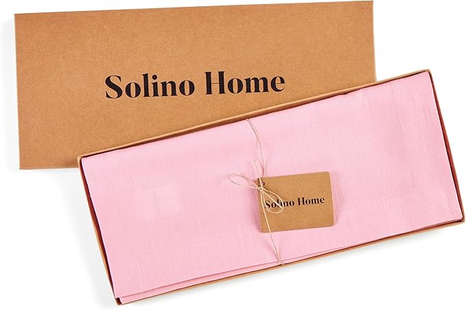 Solino Home Linen Pink Lemonade Table Runner 108 Inches Long - 100% Pure Linen 14 x 108 Inch Table Runner for Christmas - Fete