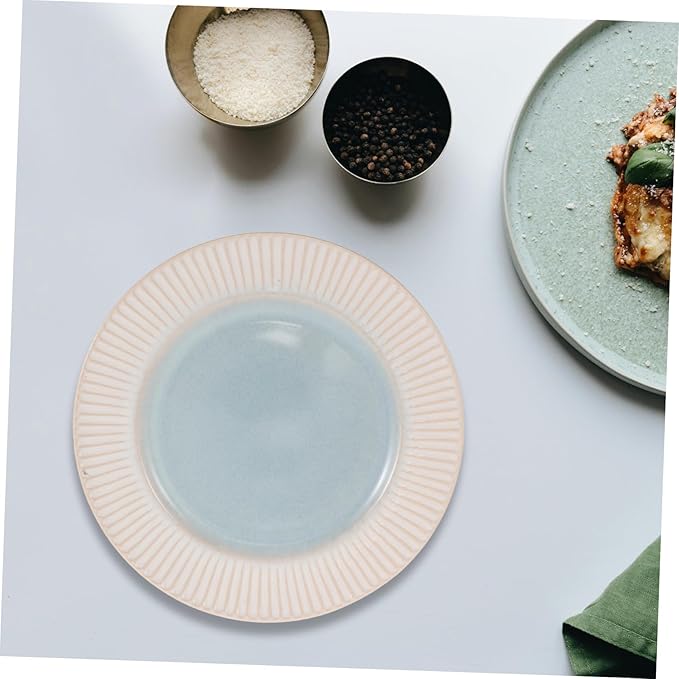 Ceramic Plate Round Restaurant Plate Embossed Western Style for Wedding Food Serving Dish