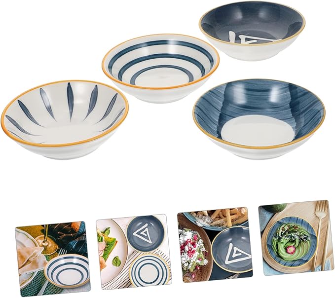 4pcs Ceramic Sauce Dishes Japanese Style Serving Plates for Sushi Soy Sauce Vinegar Seasoning Dipping Appetizer