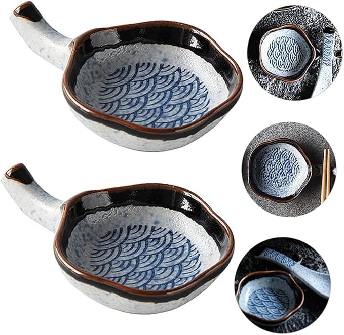 4 Pcs Japanese Dipping Dish Vintage Tray Cutlery Tray Dessert Trays Soy Dishes Small Dipping Bowls Japanese Sauce Bowls Simple Styled Dish Appetizer Plates Chopstick Rest
