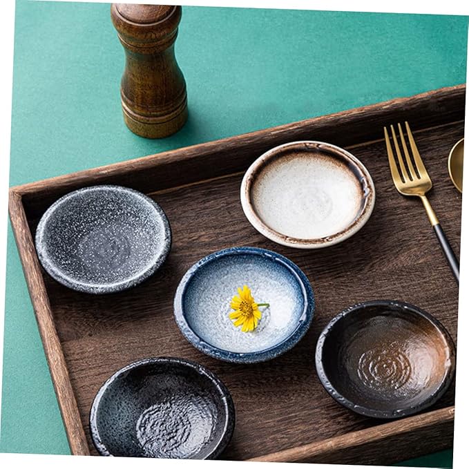 Ciieeo 5pcs Ceramic Seasoning Dishes for Dipping Sauces Appetizer Plates Food-grade Material for Condiments at Bbqs and Dinner Parties