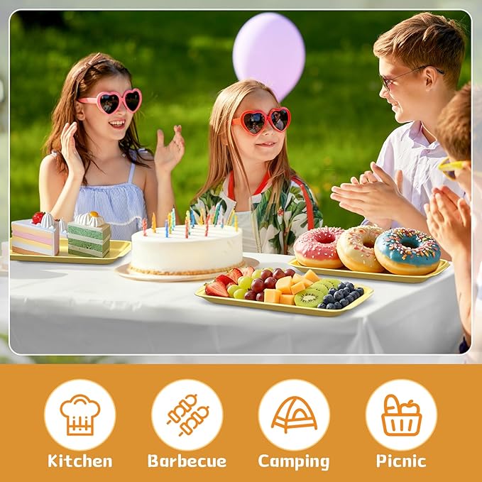 Gold 12 Pcs Small Stainless Steel Serving Tray Bulk 8.66'' x 4.33'' Rectangle Stainless Steel Food Serving Platter with Handle Vanity Tray Decorative Party Plate for BBQ Buffet Appetizer