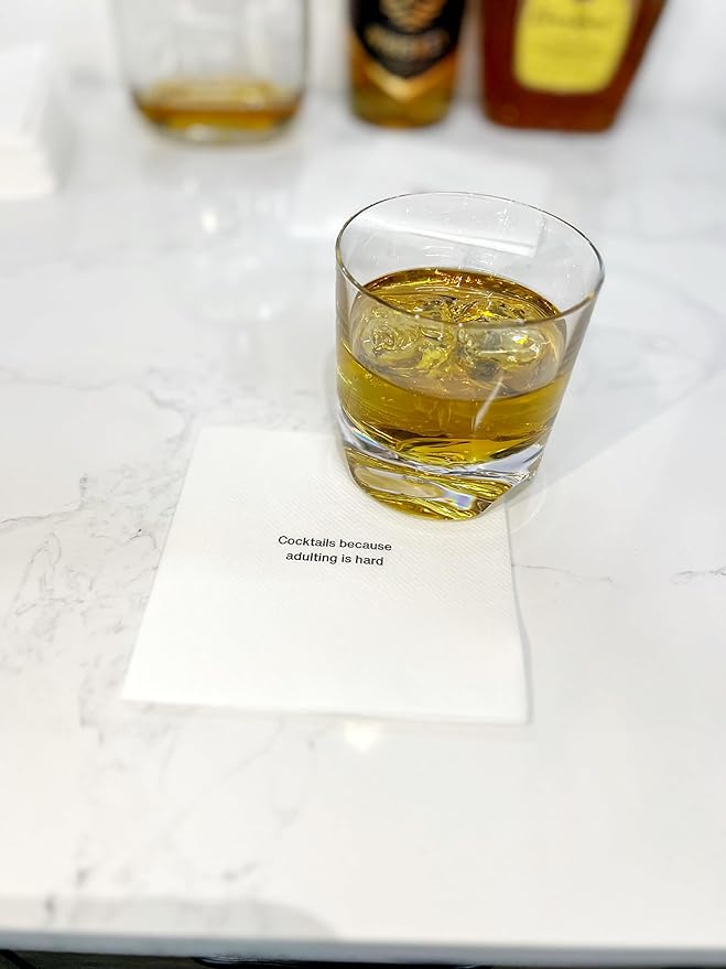 AH AMERICAN HOMESTEAD Cocktail Napkins - Linen-Like Disposable Beverage/Bar Napkins - Bulk Square Napkins for Everyday Use, Party or Wedding (Multicolor, 4.75 x 4.75)