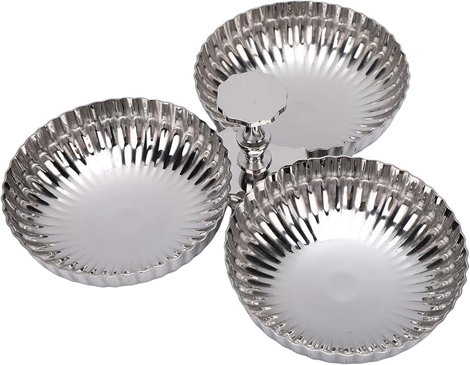 Zerodis 304 Stainless Steel Serving Plate Serving Trays 1 Silver Mirror Reusable Dessert Tray Fruit Bowl Snack Candy Plate Nut Server Platter for Home Kitchen Party 304 Stainless