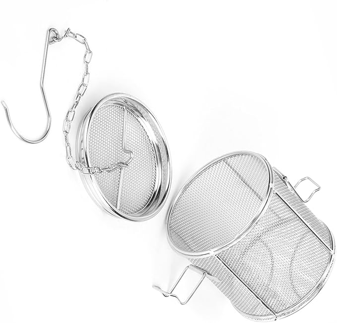 Mesh Tea Ball, Stainless Steel Tea Infuser Strainers Reusable Tea Filter Bags Diffusers with Chain Hook and Lid (10 * 10cm)
