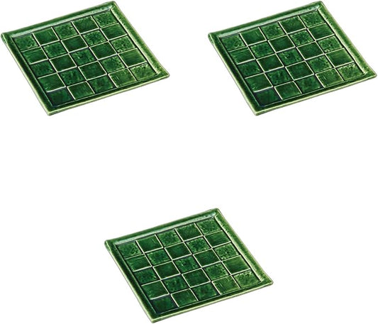 Set of 3 Oribe Cube Square Plate 6.0 [7.0 x 6.9 inches (17.7 x 17.5 cm) | Square Plate Ceramic Setomonohonpo