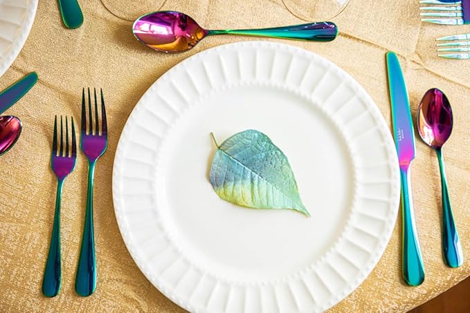 Nicole Miller 20-Piece Rainbow Flatware Set - Modern Stainles Steel Kitchen Utensils For A Stylish Dining, Service for 4