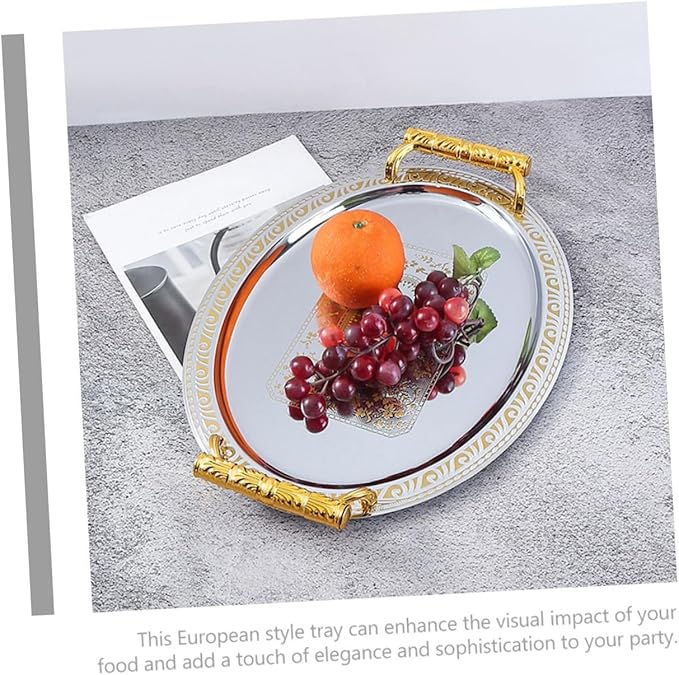 Stainless Steel Tray Silver Dessert Fruit Snack Serving Plate Multipurpose Entertaining Trinket Dish