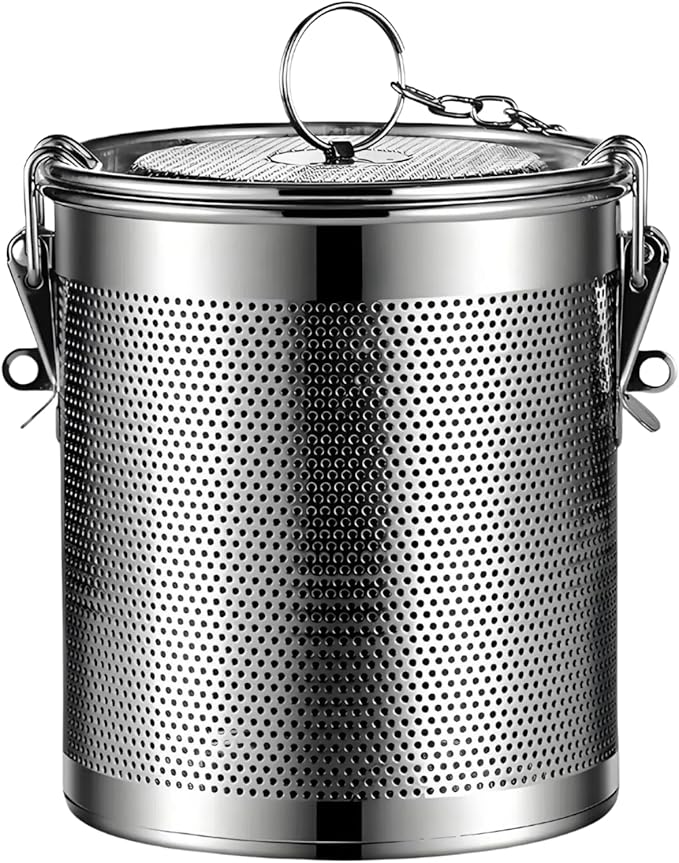 Stainless Steel Tea Ball Strainer Tea Infuser Soup Seasonings Seperation Basket Spice Filter Seasoning Strainer Mesh Filter Extra Fine with Chain Hook-3.2L (16CM*16CM)