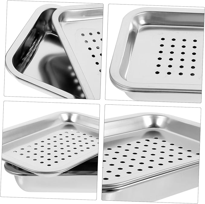 Home Kitchen Metal Tea Serving Tray Stainless Steel Teacup Holder Stacking Design