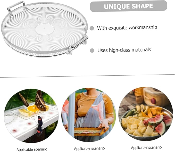 Round Serving Tray with Golden Rim Handle for Convenient Transport Decorative Snack and Fruit Holder Silver Color for Parties and Entertaining