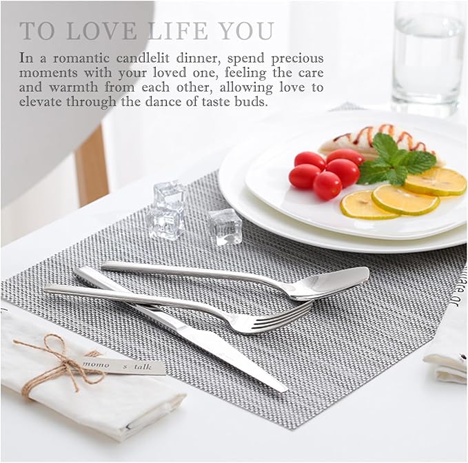 silverware set, 18/10 stainless steel flatware set for 6, 30-piece set, flatware sets with serving utensils, tableware set for dining restaurant hotel