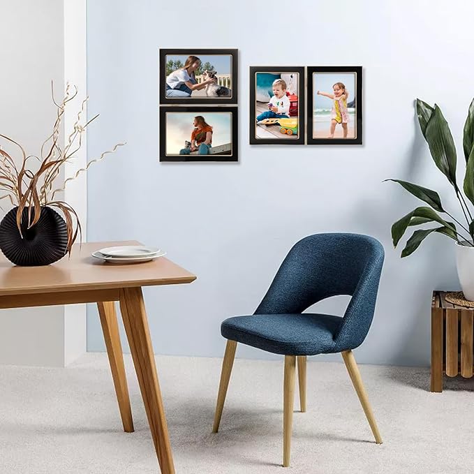 Giftgarden 4x6 Double Picture Frame Black with Tempered Glass Display 4 by 6 Photo, Metal Hinged Folding Frame for Tabletop or Wall