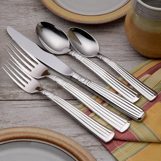 Liberty Tabletop Lincoln 65-piece 18/10 Flatware Set for 12, Includes Serving Pieces Made in USA
