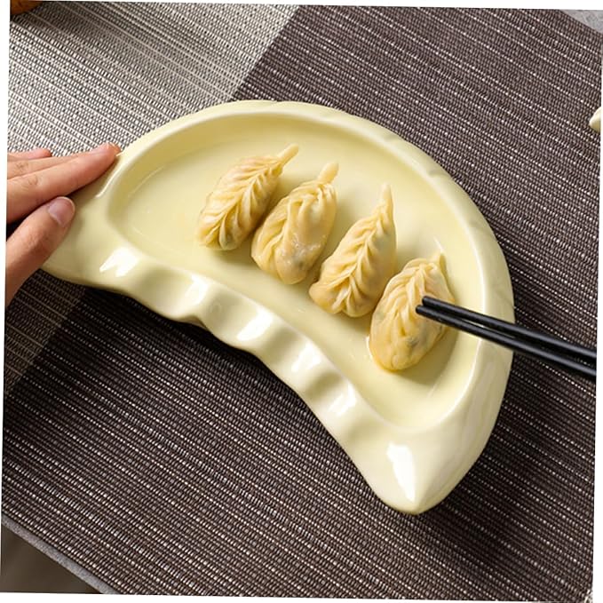 Ciieeo Ceramic Dumpling Plate Cute and Creative Appetizer Dish for Dumplings Snacks and Fruits Spacious and Multipurpose Design for Family Gatherings and Parties