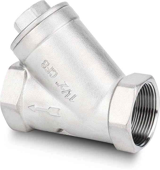 Industrial Plumbing Y Strainers NPT Female 1-1/2", Heavy Duty 304 Stainless Steel Y-Strainer, Y-Shaped Filter Valve Connector with 80 Mesh Screen to Remove Excess Impurities for Water Oil Gas DN40
