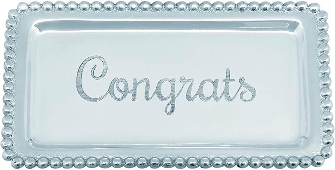 Mariposa Congrats Beaded Statement Tray, Silver