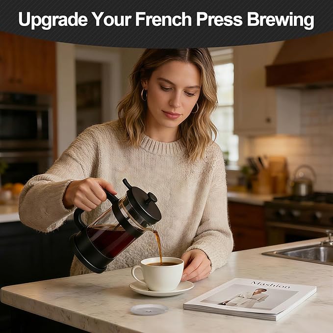 6 Packs French Press Filters Replacements, 4 Inch Premium Stainless Steel French Press Screen Replacement for 1000 Ml/ 34 Oz/ 8 Cup French Press Coffee and Tea Makers by ES NATAURA