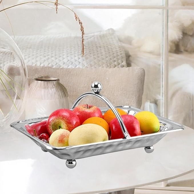 Generic Metal Vanity Tray Stainless Steel Serving Tray Easy to Clean Guests Hand Towel Storage Tray Napkins Holder for Makeup Bathroom, Silver
