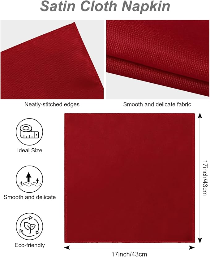 CROWN GUIDE 12 Pack Gold Napkin Rings and Cloth Napkins Set of 6, 17x17 Satin Cocktail Napkins Bulk Table Napkins Holder for Wedding Reception Personalized Napkins Bridal Shower for Party Decorative