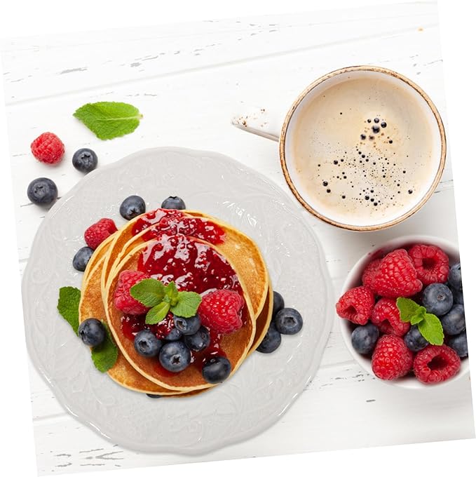 Cabilock Embossed Ceramic Plate Set Microwave Safe Dinner Plates for Home Use Elegant Serving Tray for Parties Desserts and Fruits