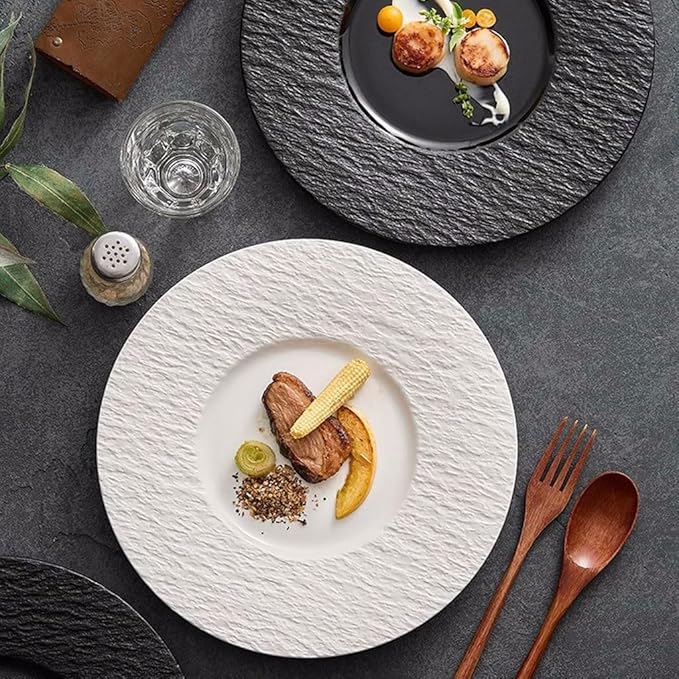 SONGCHAO Party Supplies Western Food Plates, Household Simple Nordic Steak Dinner Plates, Light Luxury Flat Plates, Shallow Plates, Ceramic Tableware Party Plates (Color : A)